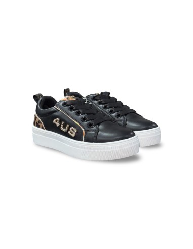 Cesare Paciotti 4US M24265 sneakers bambina in pelle nero/leopard