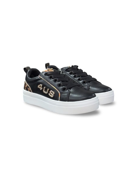 Cesare Paciotti 4US M24265 sneakers bambina in pelle nero/leopard