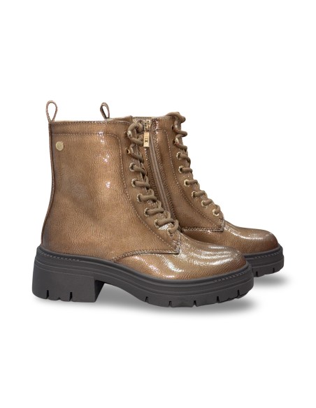 Xti 144296 stivaletti donna in pelle lucida beige scuro