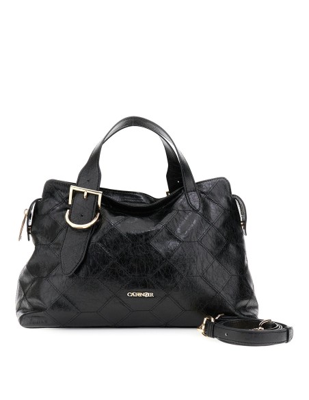Cafe' Noir C3WB0906 borsa donna in pelle metallizzata nero