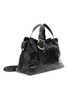 Cafe' Noir C3WB0906 borsa donna in pelle metallizzata nero 2