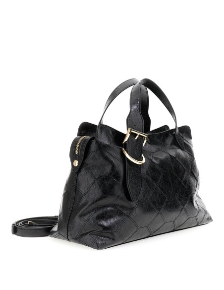 Cafe' Noir C3WB0906 borsa donna in pelle metallizzata nero