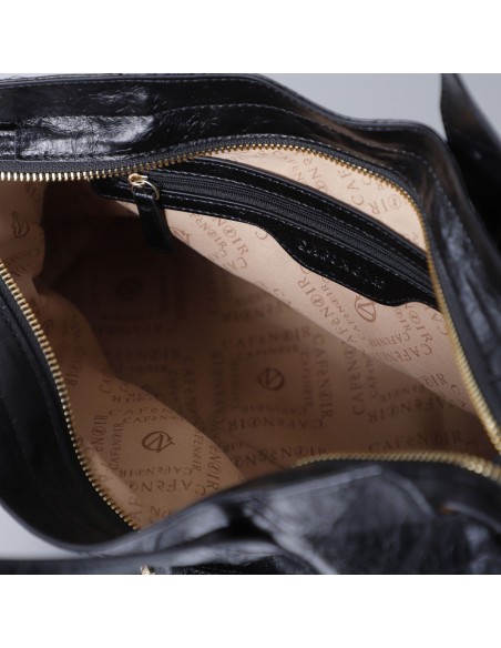 Cafe' Noir C3WB0906 borsa donna in pelle metallizzata nero