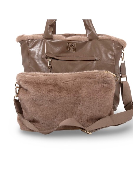 Refresh 183334 borsa donna in pelle/velluto taupe