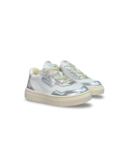 Primigi 7906055 sneakers bambina in pelle laminata bianco/silver