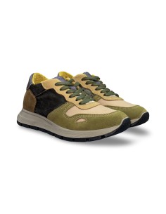 Igi&Co 8674522 sneakers donna in camoscio/pelle/velluto verde beige multi