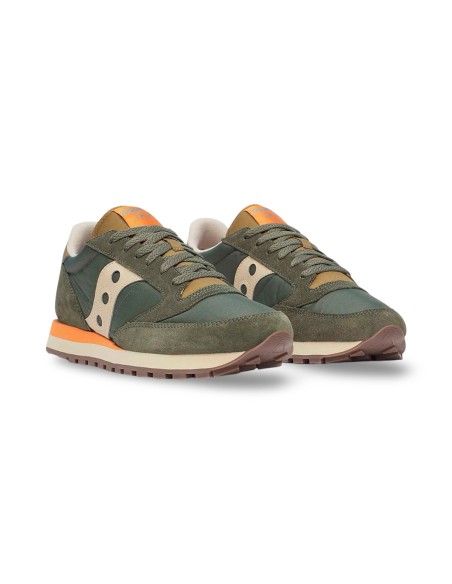 Saucony Jazz Original S2044-729 sneakers uomo in camoscio/tessuto ivory/forest