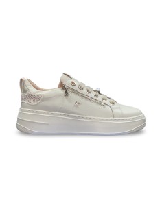 Keys K-11212 sneakers donna in pelle beige/platino