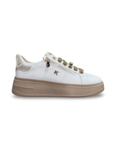 Keys K-11212 sneakers donna in pelle bianco/platino