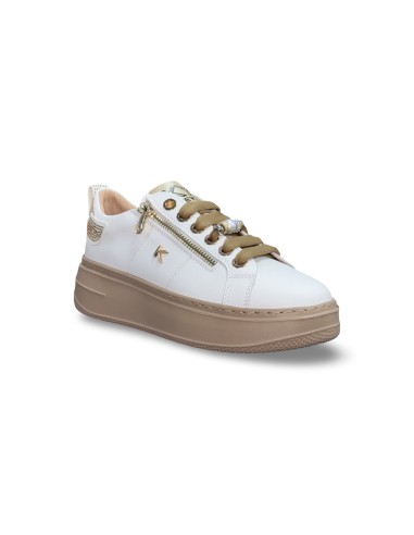 Keys K-11212 sneakers donna in pelle bianco/platino