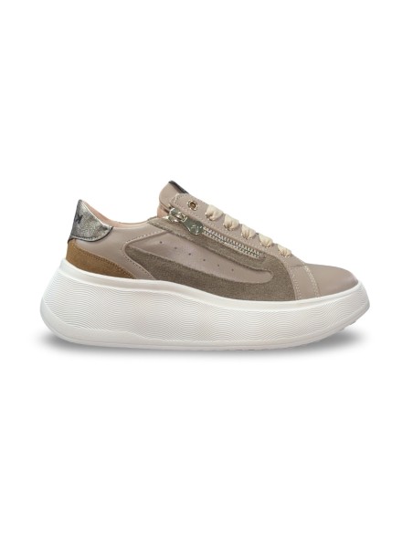Keys K-11273 sneakers donna in pelle/camoscio corda/cognac/bronzo
