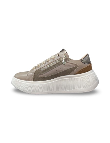 Keys K-11273 sneakers donna in pelle/camoscio corda/cognac/bronzo