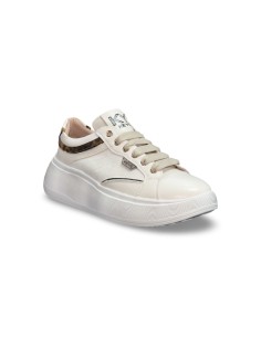 Keys K-11274 sneakers donna in pelle/velluto crema/beige 2