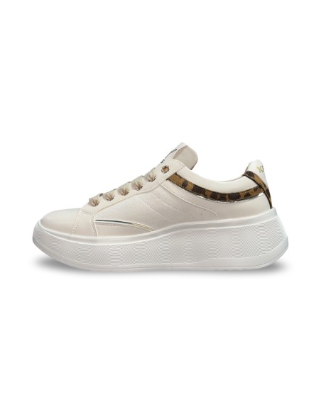 Keys K-11274 sneakers donna in pelle/velluto crema/beige