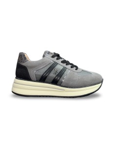 Keys K-11291 sneakers donna in camoscio grigio/nero/silver