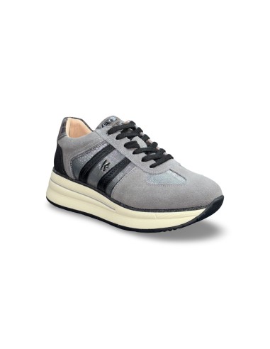 Keys K-11291 sneakers donna in camoscio grigio/nero/silver