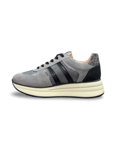Keys K-11291 sneakers donna in camoscio grigio/nero/silver