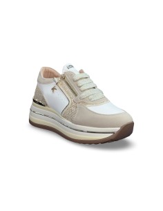 Keys K-11282 sneakers donna in pelle/camoscio beige/bianco/oro 2