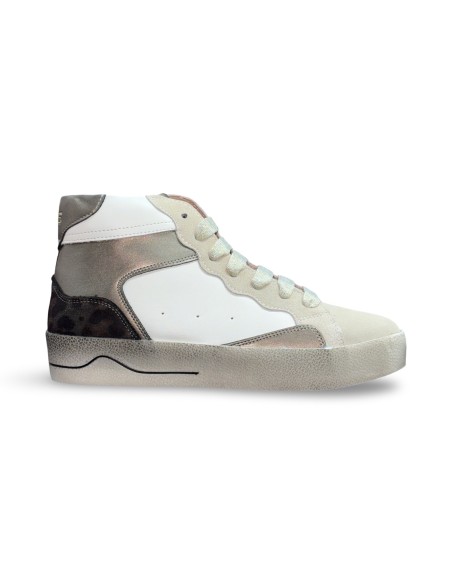 Keys K-11303 sneakers donna in pelle/camoscio bianco/taupe