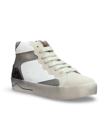 Keys K-11303 sneakers donna in pelle/camoscio bianco/taupe