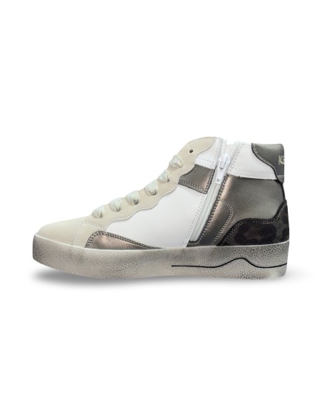 Keys K-11303 sneakers donna in pelle/camoscio bianco/taupe