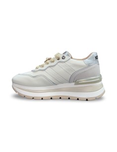 Keys K-11232 sneakers donna in pelle/camoscio beige/silver/bianco 2