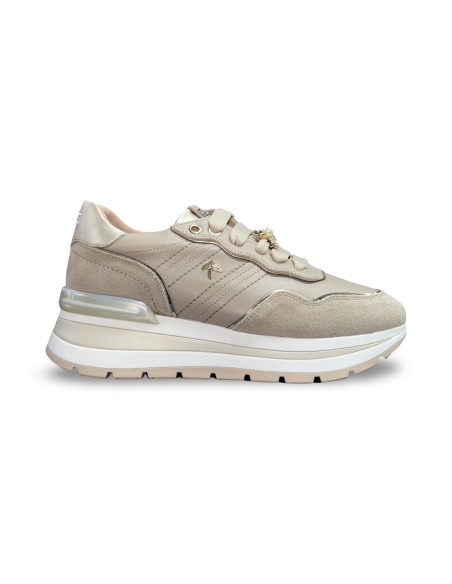 Keys K-11232 sneakers donna in pelle/camoscio rock/corda/platino