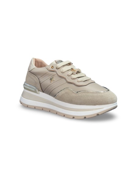 Keys K-11232 sneakers donna in pelle/camoscio rock/corda/platino