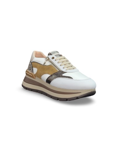 Keys K-11230 sneakers donna pelle/camoscio/glitter bianco/bronzo/caramel