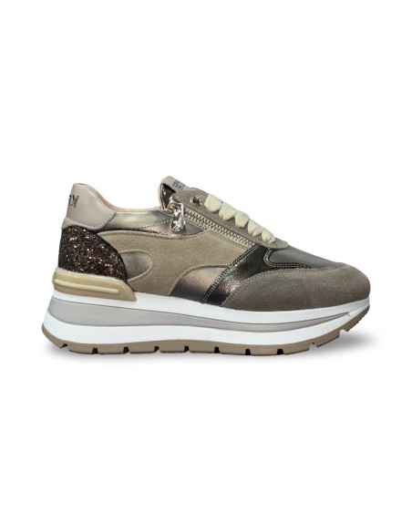 Keys K-11230 sneakers donna pelle/camoscio/glitter dodo/taupe/rock