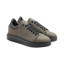 EXTON 955 sneakers uomo in pelle gommato verde militare