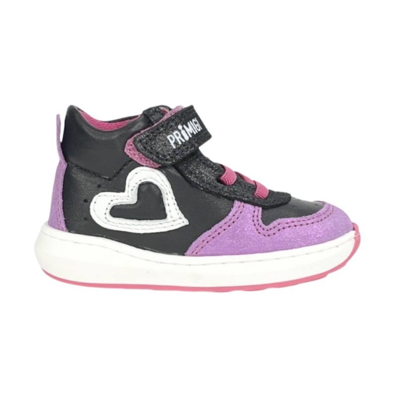 Primigi 4900411 sneakers bambina primi passi in pelle/camoscio nero/viola