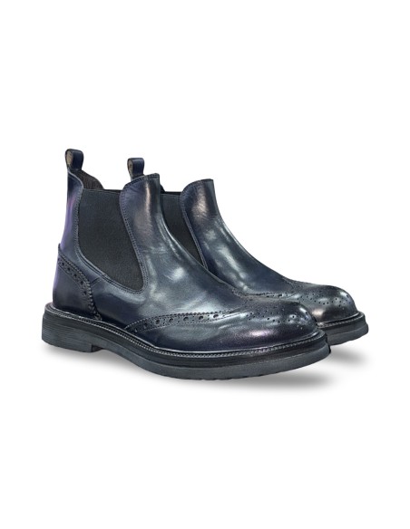 Exton 9252 stivaletti uomo in pelle blu