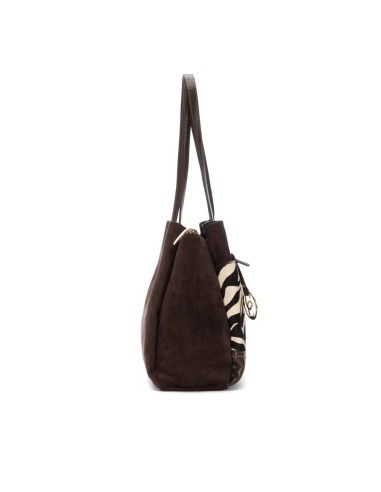 Carmela 186183 borsa donna in camoscio/zebra marrone/panna