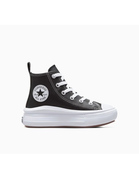 Converse Ctas Move HI A02067C sneakers bambina in pelle nero/bianco