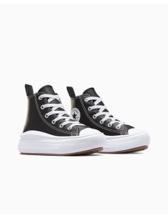 Converse Ctas Move HI A02067C sneakers bambina in pelle nero/bianco 2