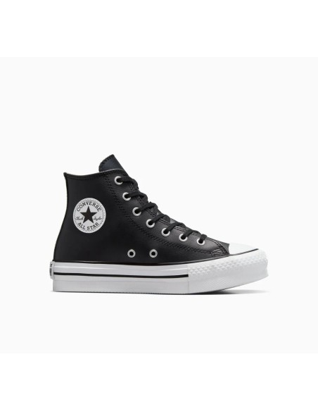 Converse Ctas Eva Lift HI A01015C sneakers bambina in pelle nero/bianco