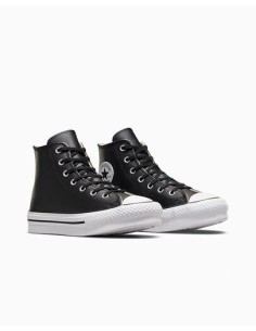 Converse Ctas Eva Lift HI A01015C sneakers bambina in pelle nero/bianco 2