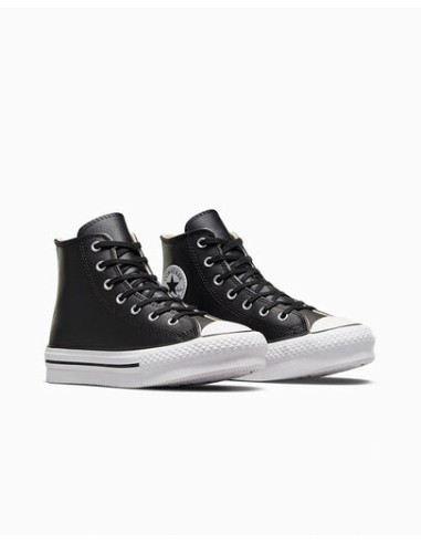 Converse Ctas Eva Lift HI A01015C sneakers bambina in pelle nero/bianco