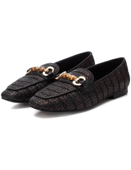 Xti 143802 mocassini donna in rafia nero