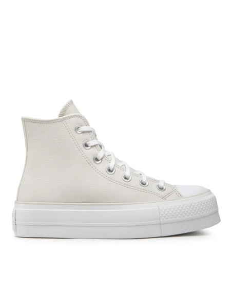 Converse All Star CTAS Lift Hi A00902C sneakers donna in pelle grigio panna