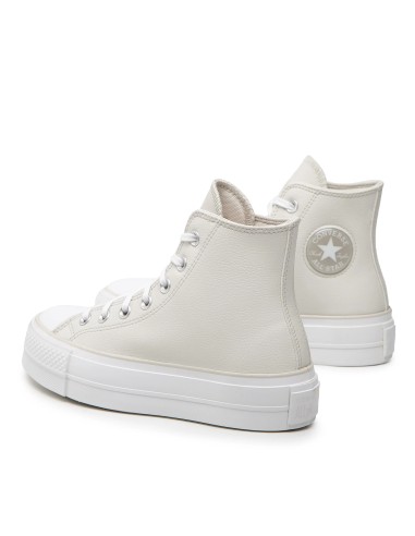 Converse All Star CTAS Lift Hi A00902C sneakers donna in pelle grigio panna