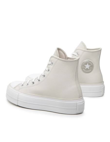Converse All Star CTAS Lift Hi A00902C sneakers donna in pelle grigio panna