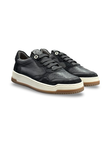 Exton 457 sneakers uomo in pelle/camoscio nero