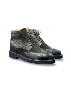 Exton 448 stivaletti uomo in pelle anticato blu/grigio