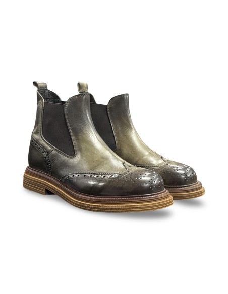 Exton 9252 stivaletti uomo in pelle pomiciato militare