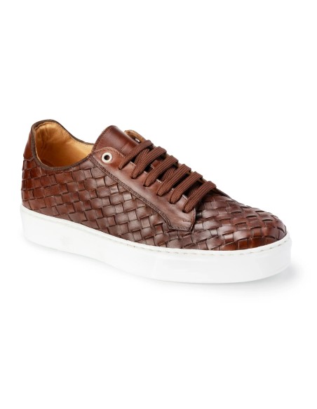 Exton 526 sneakers uomo intrecciato in pelle testa di moro