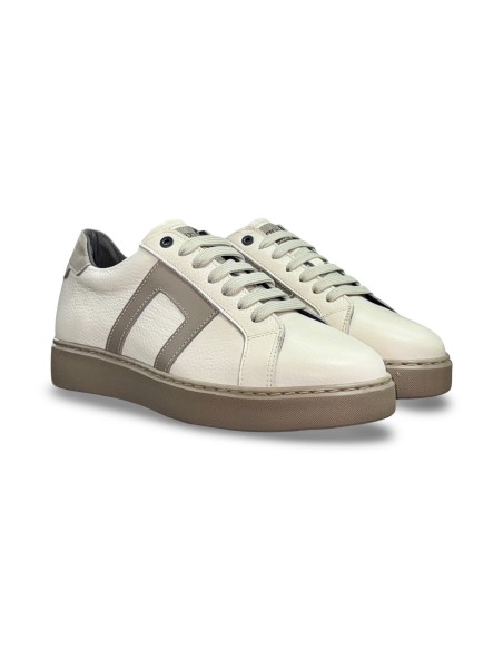 Exton 350 sneakers uomo in pelle bottolato color latte