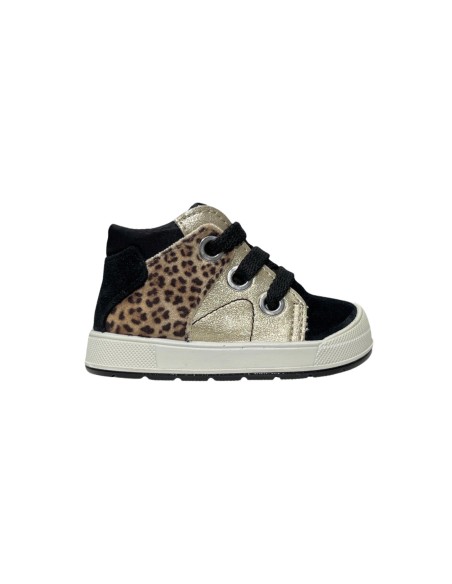 Primigi 6851600 sneakers bambina in camoscio/pelle nero/platino