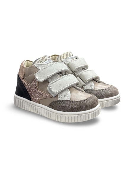 Balducci CSP5800B scarpe bambina in pelle color fango/multicolor